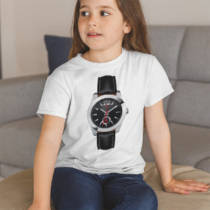 T-shirt Montre Chronographe Noire de luxe Timepiece élégan