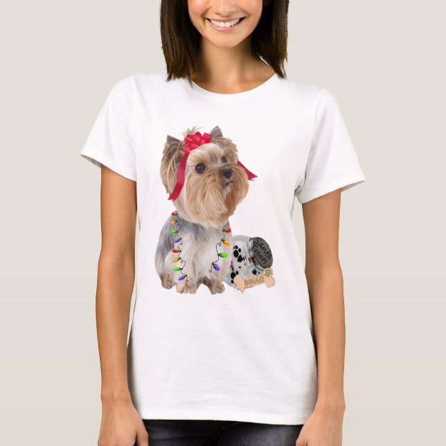 T-shirt Montres de Yorkie pour Père Noël (Devant)