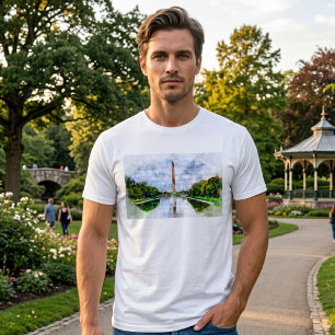 T-shirt Monument de Washington aquarelle avec reflet