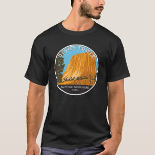 T-shirt Monument national de la tour Devils Wyoming Vintag