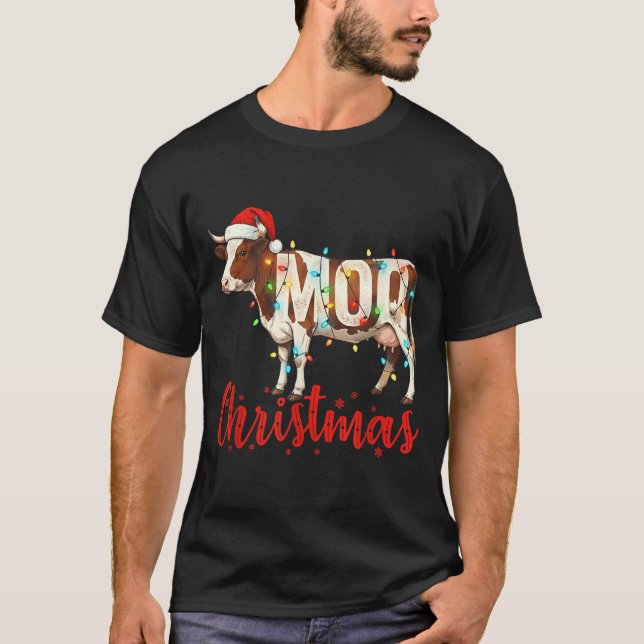 T-shirt Moo Christmas Funny Cow Lovers Cattle Famer Farmin (Devant)