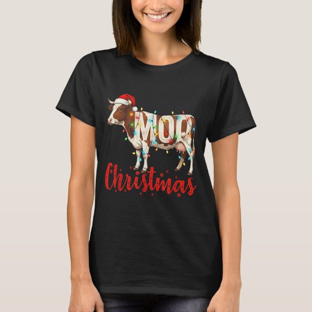 T-shirt Moo Christmas Funny Cow Lovers Cattle Famer Farmin (Devant)