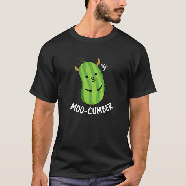 T-shirt Moo-concombre Funny Veggie Cucumber Pun Dark BG (Devant)