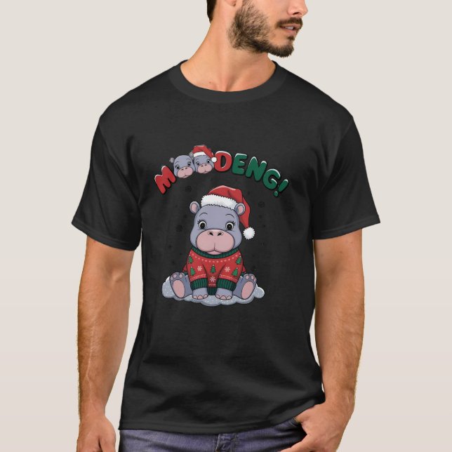 T-shirt Moo Deng Hippo Baby Pigmy Chrismats Laid Sweater Z (Devant)