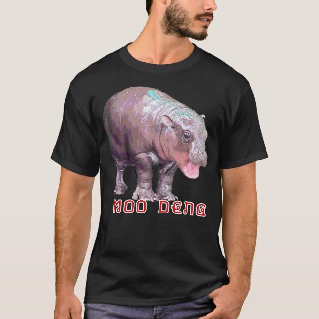 T-shirt Moo Deng Pygmy Baby HIppo Hippopotamus Zoo Animal  (Devant)