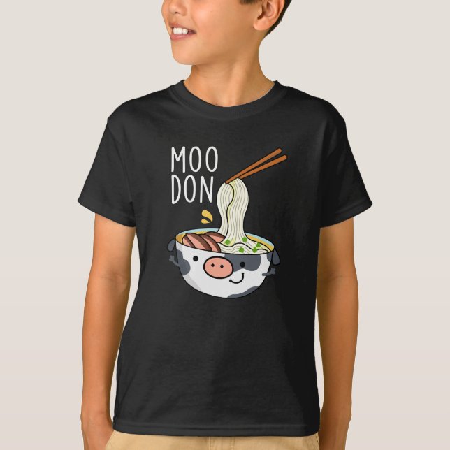 T-shirt Moo-don Funny Udon Pun Dark BG (Devant)