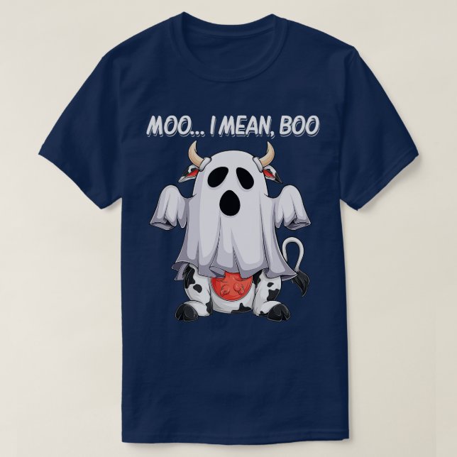 T-shirt Moo I Mean Boo Ghost Cow drôle Halloween hommes fe (Design devant)