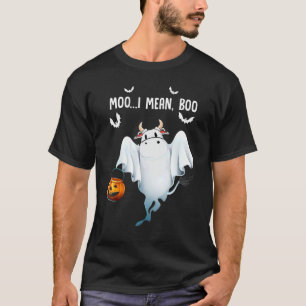 T-shirt Moo je veux dire Boo Joli Citrouille Vache Fantôme