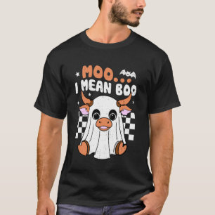T-shirt Moo je veux dire Boo Vache drôle Fantôme Épouvanta