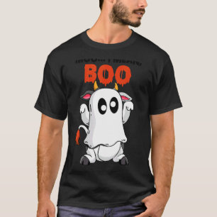 T-shirt Moo je veux dire Boo Vache fantôme Citrouille Fe