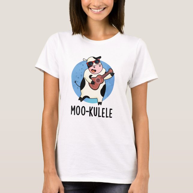 T-shirt Moo-kulele Funny Ukulele Cow Pun (Devant)