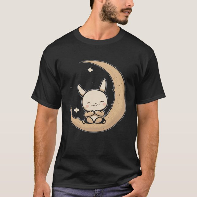 T-shirt Moon Bunny Rabbit Sitting In Crescent Moon Easter (Devant)