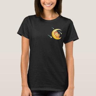 T-shirt Moon Galaxy Cool Orange Chat Stars Espace