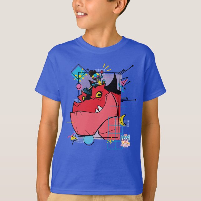 T-shirt Moon Girl and Devil Dinosaur Memphis Pop Graphisme (Devant)