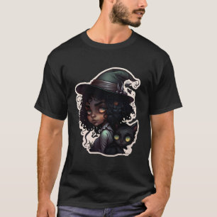 T-shirt Moon moon moon Anime sorcière et chat noir