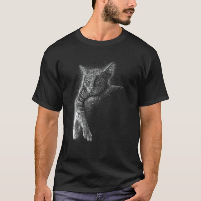 T-shirt Moon Space Sleeping Baby Cat (Devant)