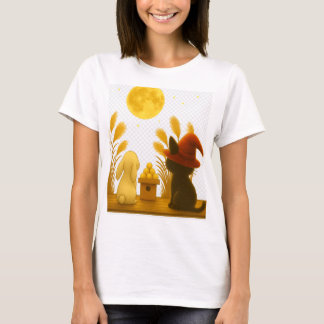 T-shirt Moonlit Night with Emi the Black Cat