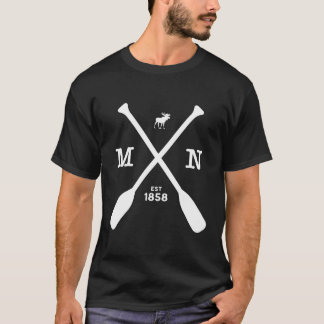 T-shirt Moose Et Pagaies Du Minnesota 1858 Midwest