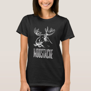 T-shirt Moostache Funny Moose Mustache Pun Randonnée Campi