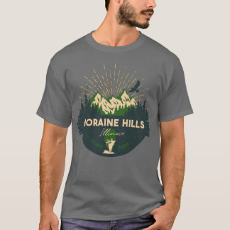 T-shirt Moraine Hills Illinois IL Vert Camping rétro fille