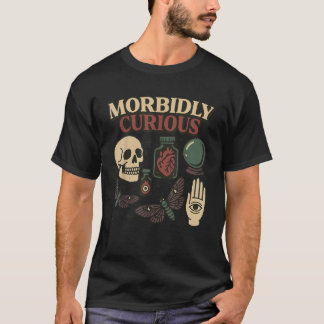 T-shirt Morbidly Curious Oddities Skulls Jars Crystal Ball