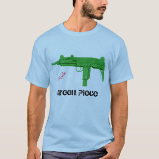 T-shirt morceau de vert d'amusement d'uzi, R