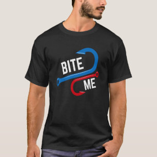 T-shirt Mords Moi Drôle Crochet de Pêche Humour Style Rétr