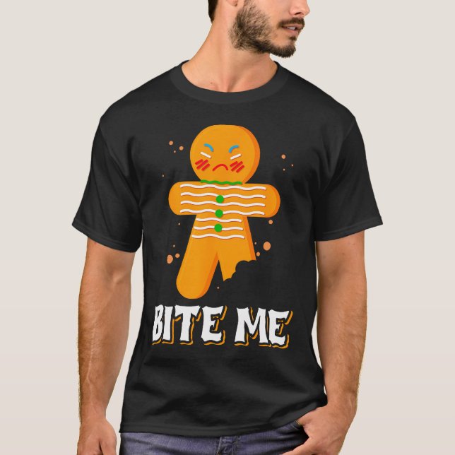 T-shirt Mords Moi Gâteau de Noël Furieux Mords Moi (Devant)