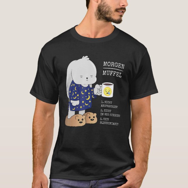 T-shirt Morgenmuffel Rabbit Café Fatigué Dormir tardif Pyj (Devant)