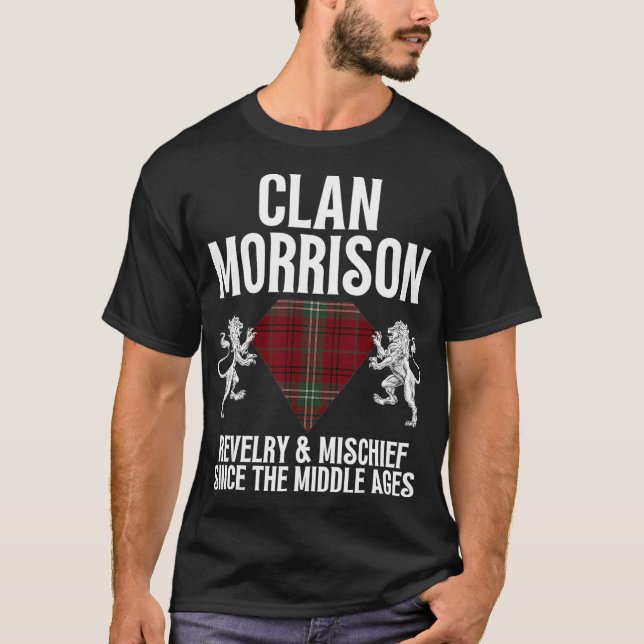T-shirt Morrison Clan Nom Écossais Armoiries Tartan Fa (Devant)