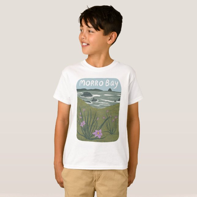 T-shirt Morro Bay Central California Illustration Beach T (Devant entier)
