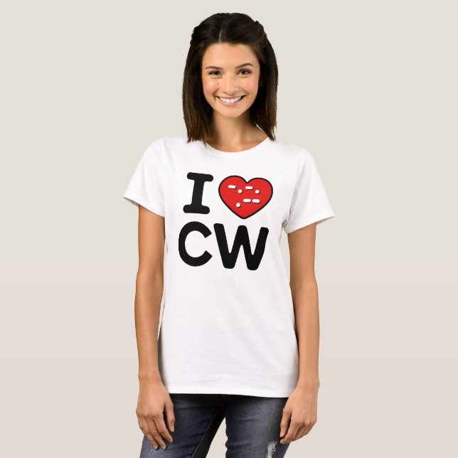 T-shirt Morse Code Love - CW Whispering Waves (Devant entier)