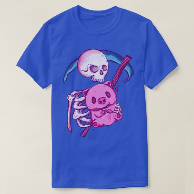 T-shirt Mort avec son cochon (Design devant)
