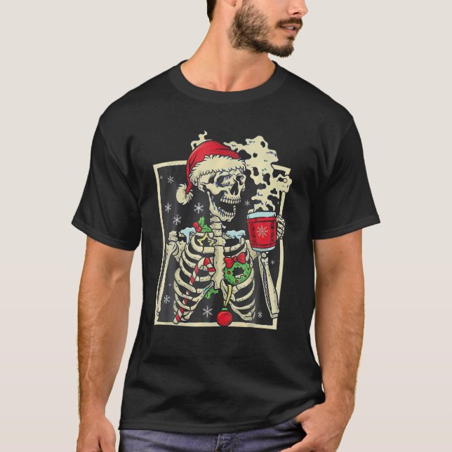 T-shirt Mort dans le squelette Xmas crâne Sarcastique Noël (Devant)