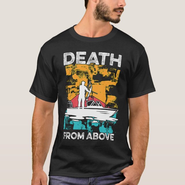 T-shirt Morts De Ci-Dessus Retro Pêcheur Aimer Chasse Pois (Devant)