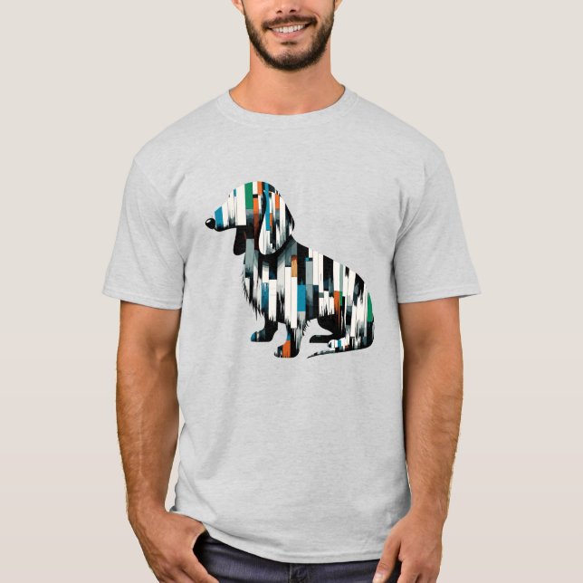 T-shirt Mosaïque Dachshund Abstraite - Tee d'art géométriq (Devant)