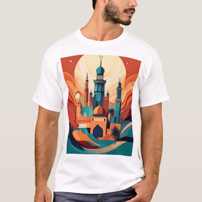 T-shirt Mosquée arabe sereine : Art culturel Imprimer (Devant)