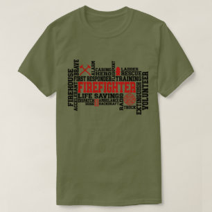 T-shirt Mot de pompier Cloud Mettre en évidence l'héroïsme