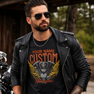 T-shirt Moteur de moto à ailes d'aigle - Garage de biker p