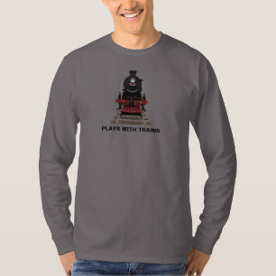 T-shirt Moteur de Train Joue Avec des Trains ou Texte Pers