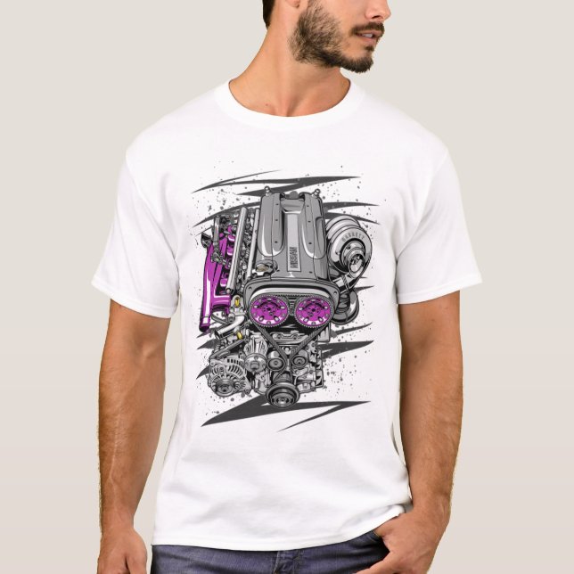T-shirt Moteur RB26 de Nissan Rb26 Gtr T-ShirtNissan (Devant)