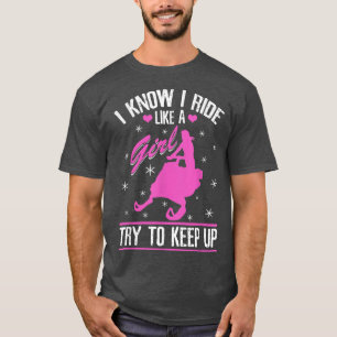 T-shirt Moteur Snowmobile Ride Like Girl