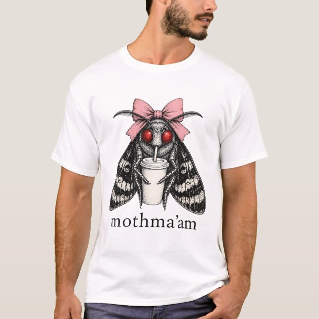 T-shirt Mothman Buvant du Café Cryptide Mème (Devant)