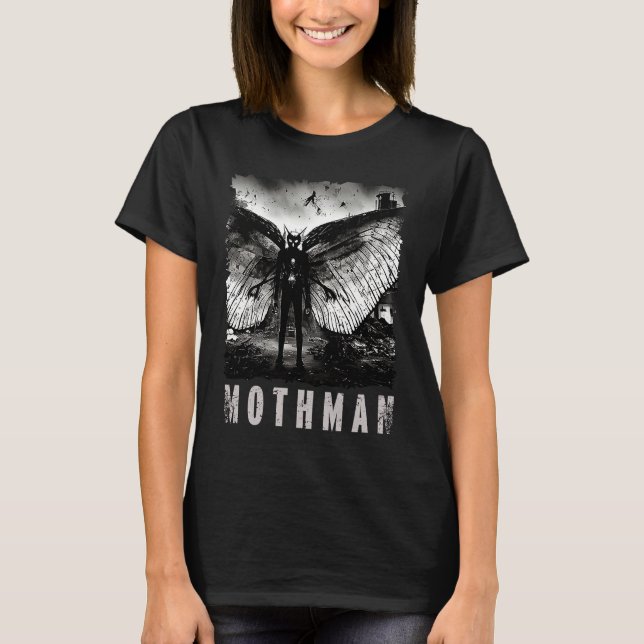 T-shirt Mothman Creepy Photo Cryptid Distressed (Devant)