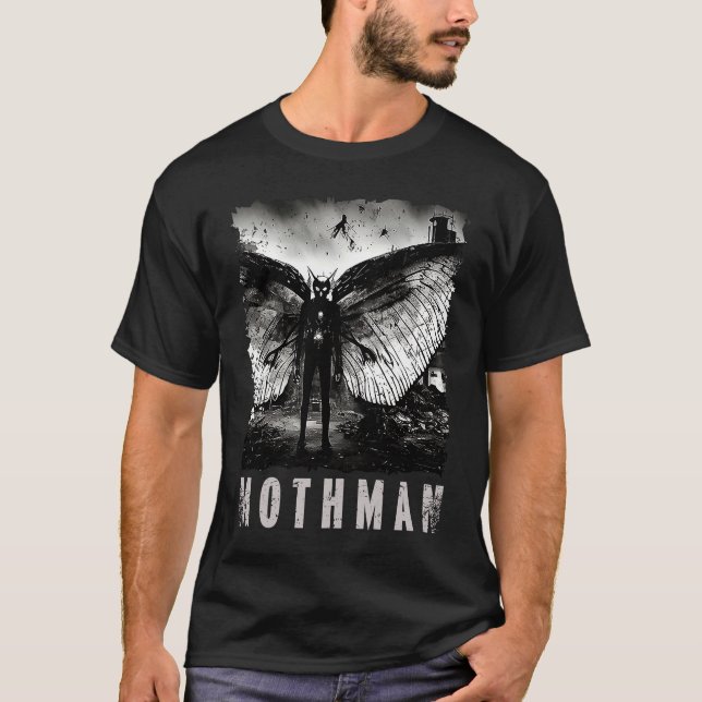 T-shirt Mothman Creepy Photo Cryptid Distressed (Devant)