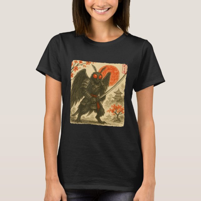 T-shirt Mothman Samurai Japanese Warrior Costume Sumi-e Ar (Devant)