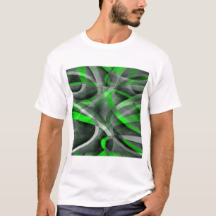 T-shirt Motif à ligne courbe rétro néon vert et gris des a