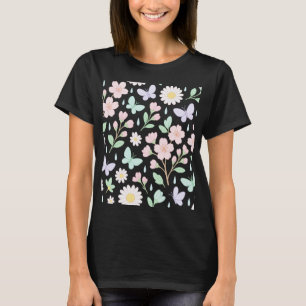 T-shirt Motif à papillon en fleurs printanières