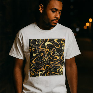 T-shirt Motif Abstrait doré