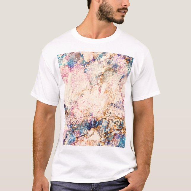 T-shirt Motif Abstrait Fluid de marbre (Devant)